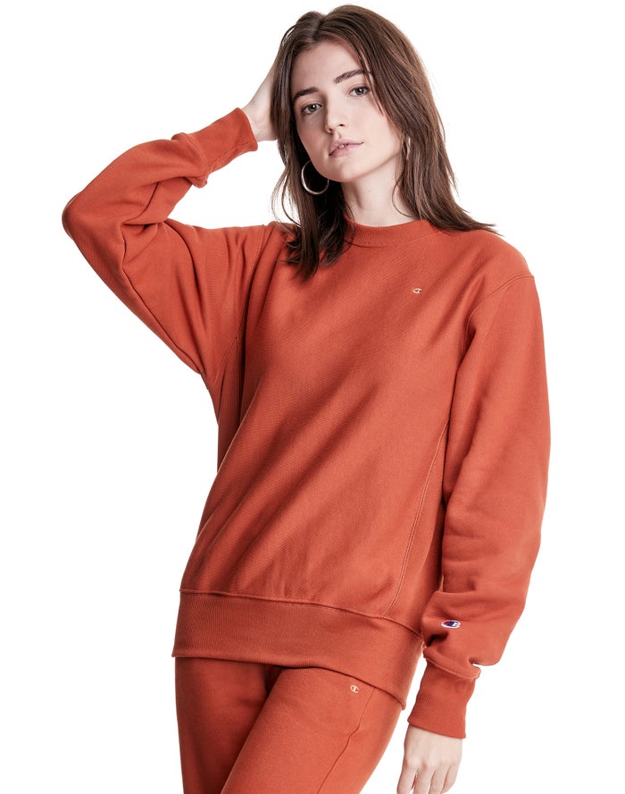 Champion Reverse Weave Boyfriend Crew Sweatshirt Dames - Koraal - Belgie 7081YEGKT